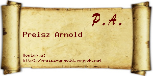 Preisz Arnold névjegykártya